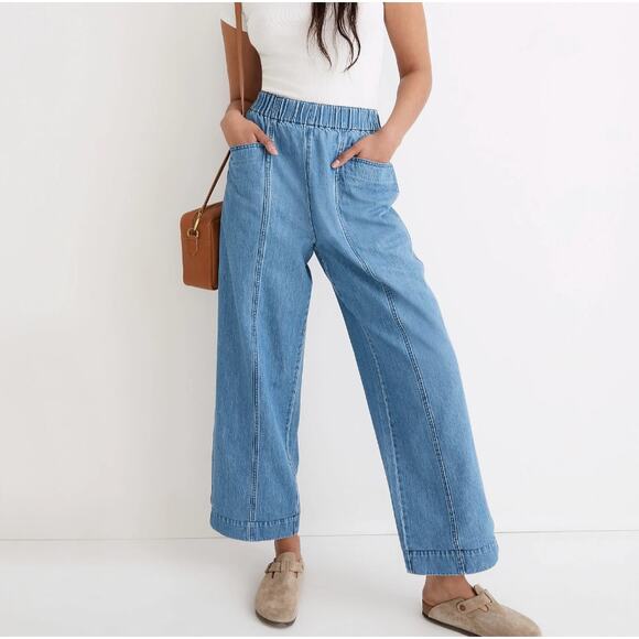 Madewell Denim - MADEWELL Denim Pull-On High-Rise Wide-Leg Crop Pants Ashgrove Wash Small